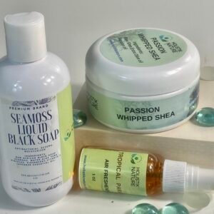 Combo Passion Whipped Shea SEAMOSS Liquid Black Soap 8oz with Tropical Paradise Air Freshener